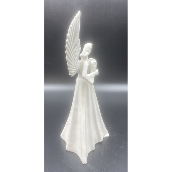 VTG Mirmasu Porcelain Bisque Angel Playing The ACCORDION Figurine 12” - Picture 2 of 8